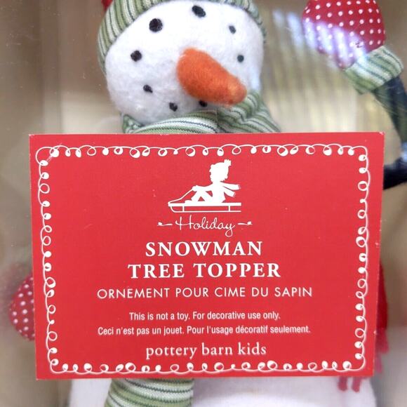 Pottery Barn Kids Snowman Christmas Tree Topper Felt Fabric Old Fashioned in Box - Picture 7 of 15